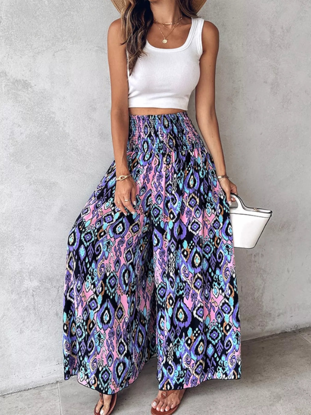 Printed Wide-Leg Pants