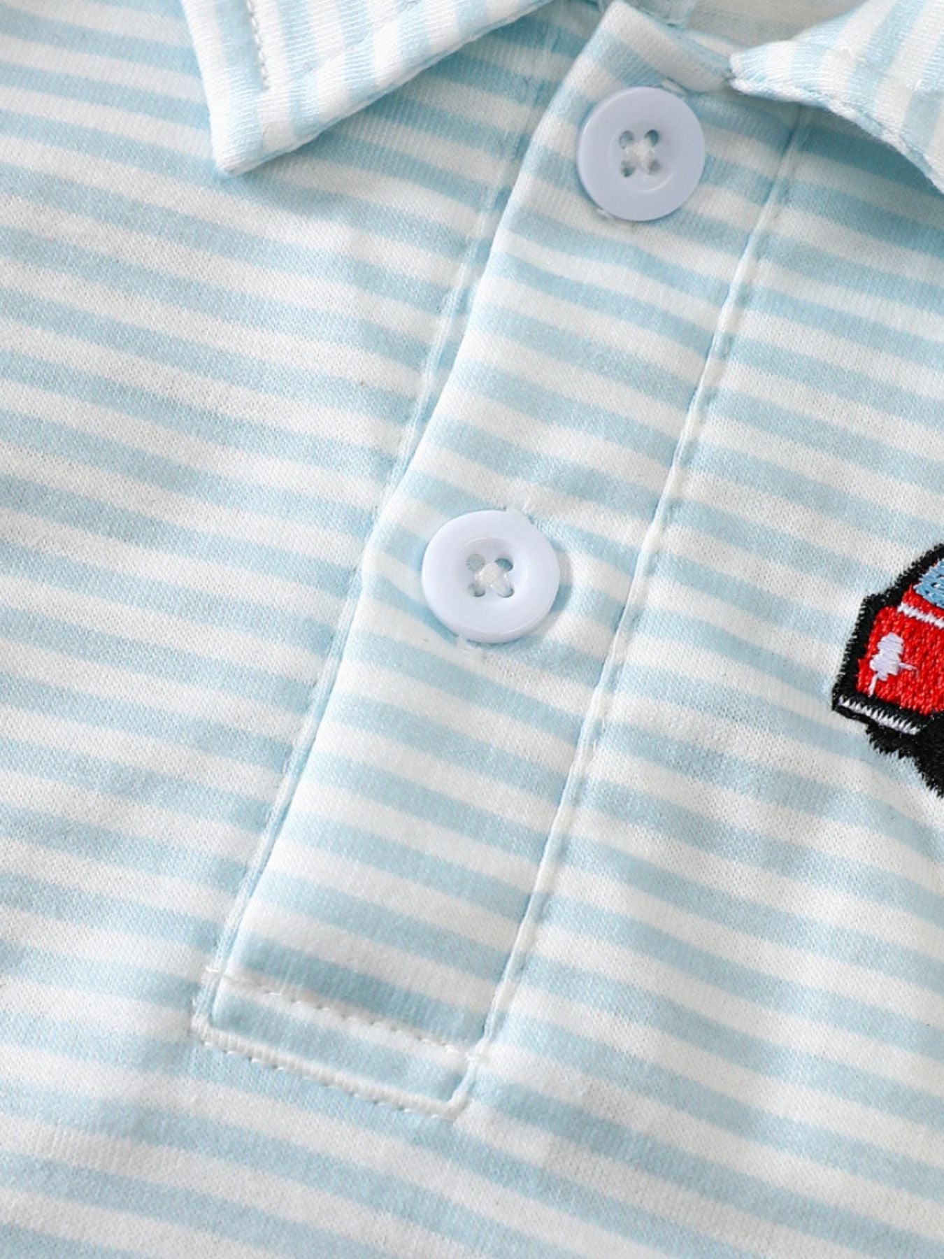 Children's Striped Firetruck Embroidered T-Shirt