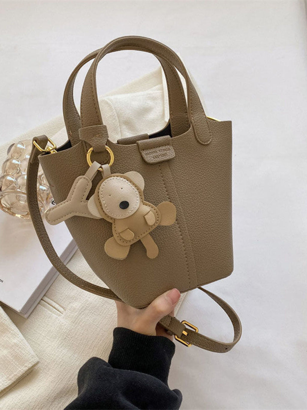 Leather Bucket Crossbody Bag