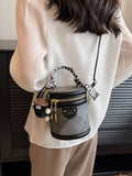 Bucket Crossbody Bag with Scarf Accent