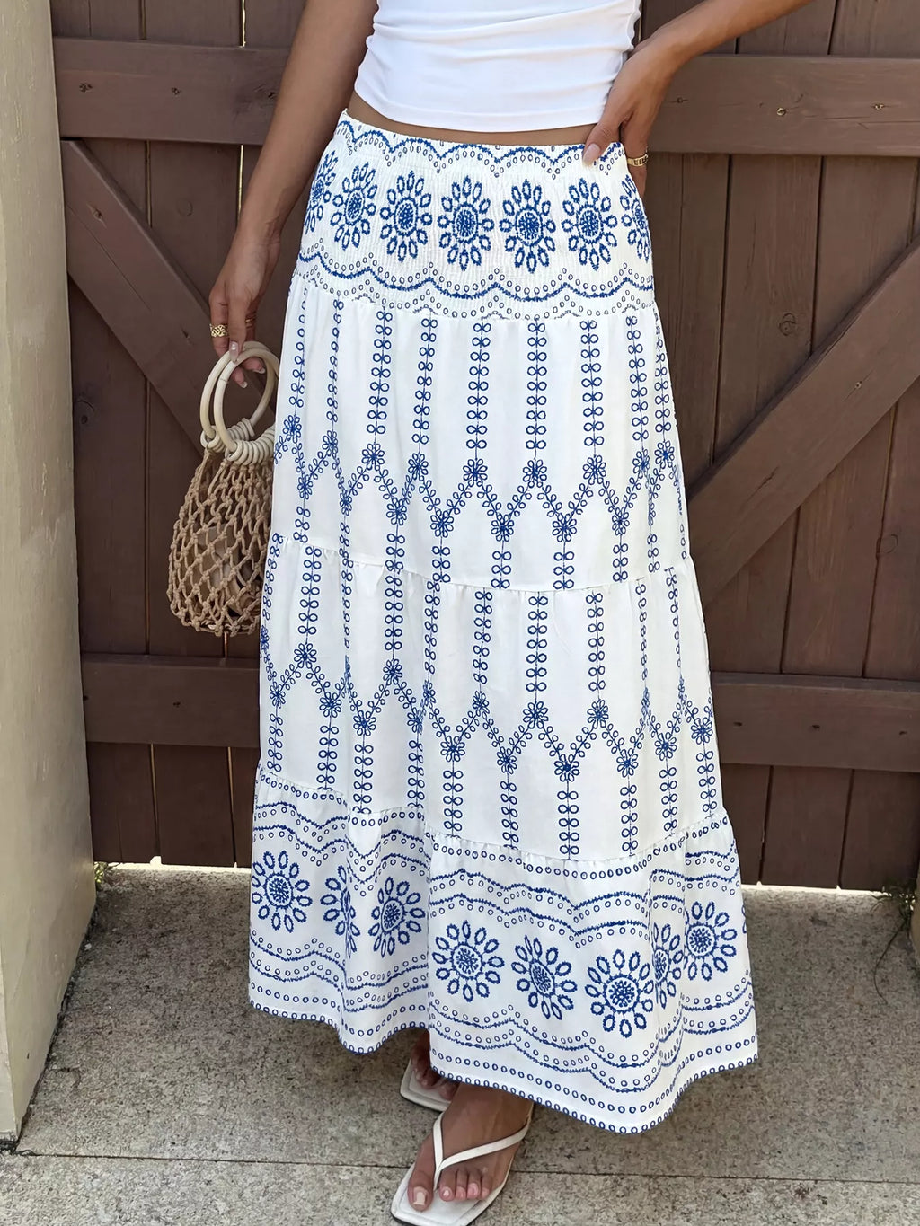 Printed Tiered Maxi Skirt
