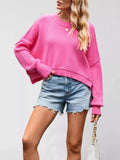 Round Neck Dropped Shoulder Sweater