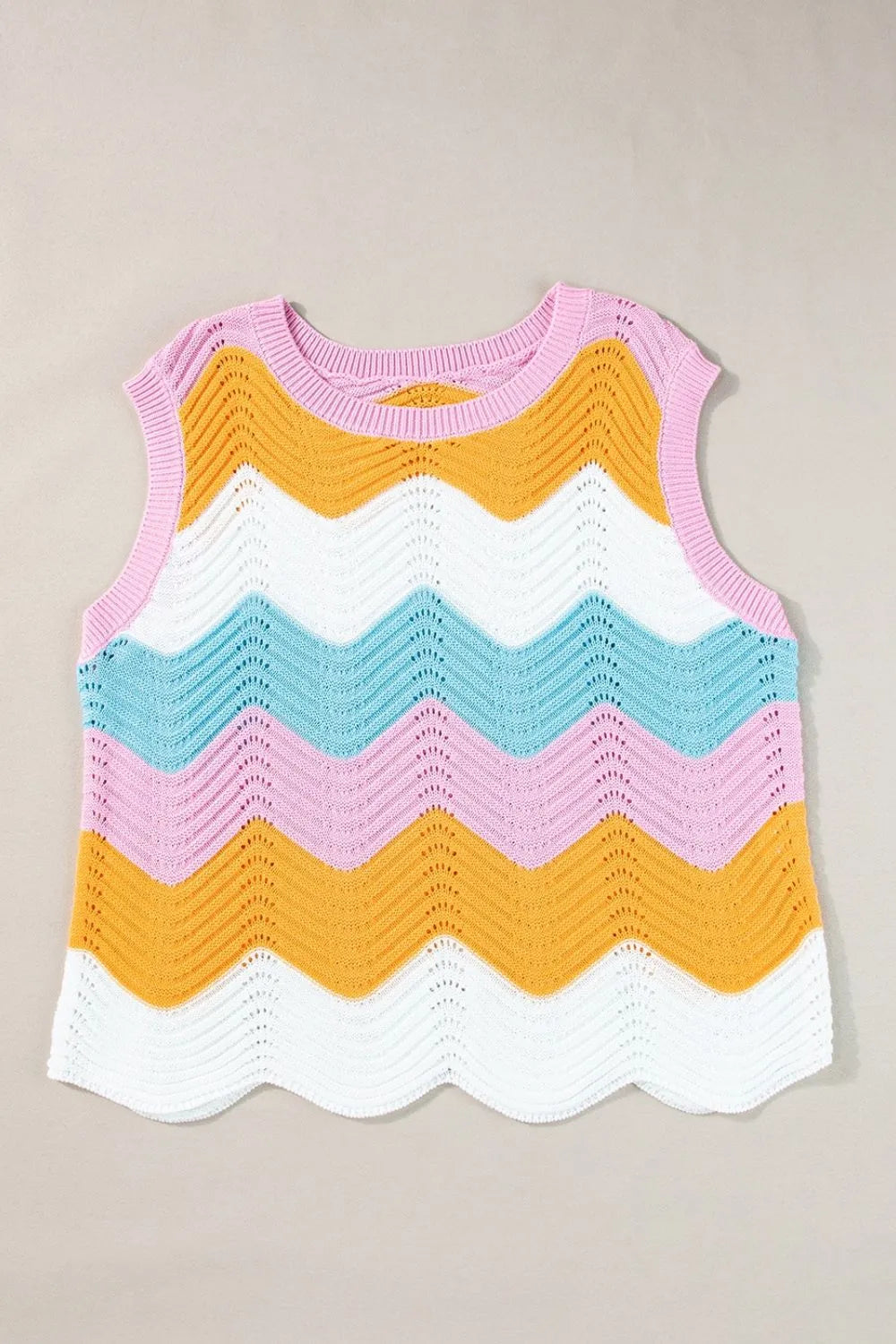 Round Neck Color Block Sweater Vest