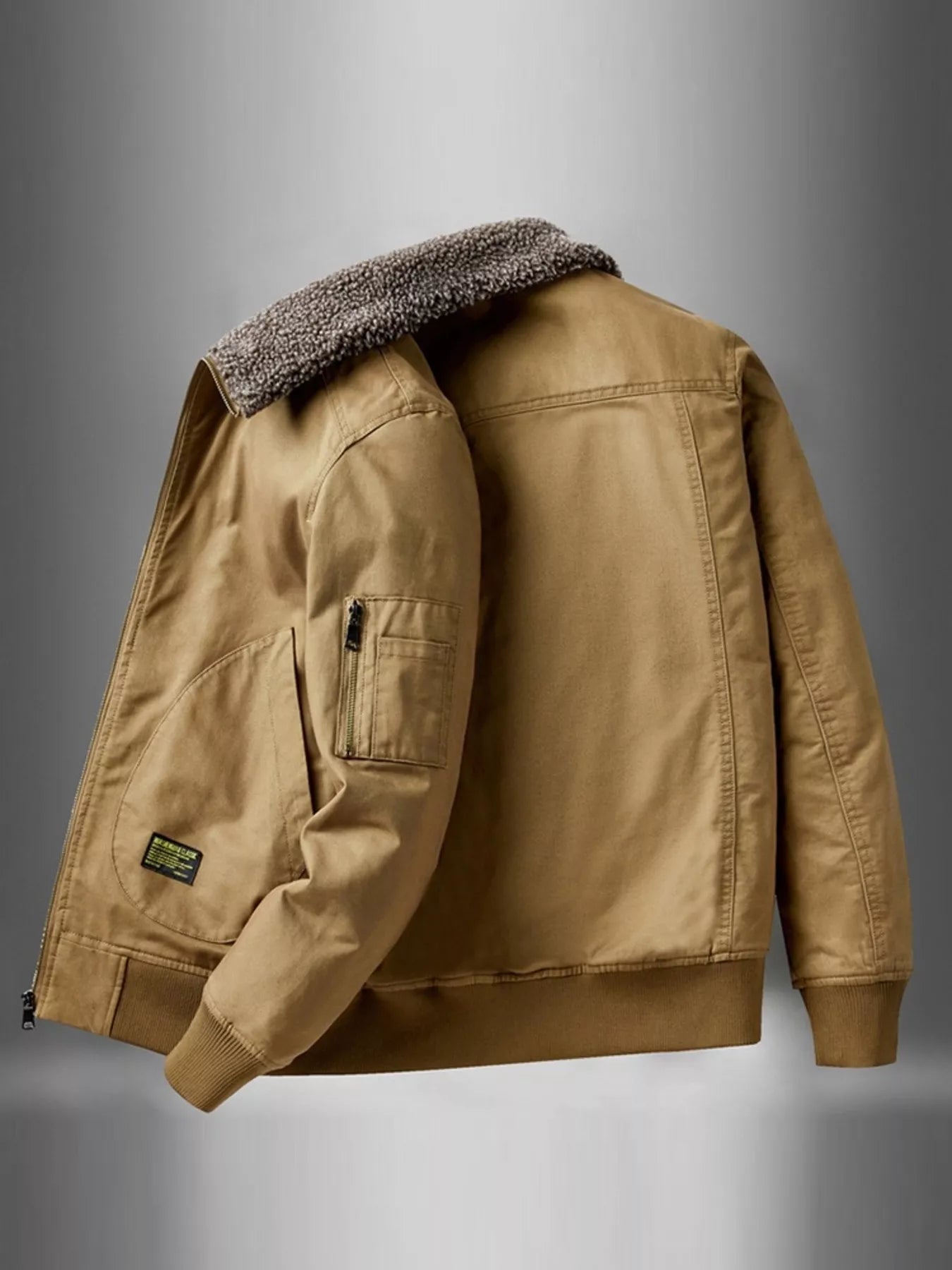 Men's Plus Size Zip Up Fur Collar Jacket