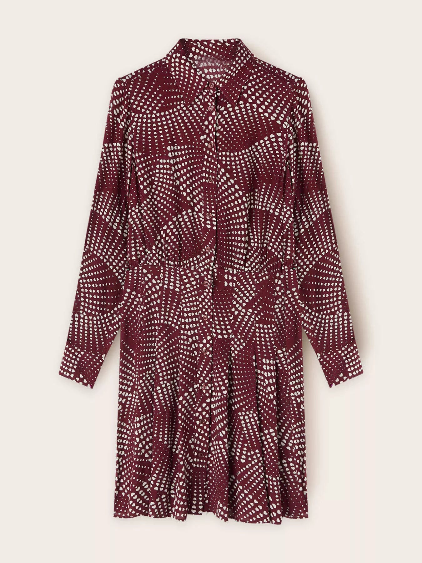 Printed Long Sleeve Mini Shirt Dress