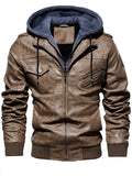 Men's Plus Size Zip Up Drawstring Hooded Jacket