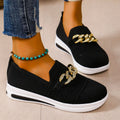 Chain Detail Round Toe Slip-Ons
