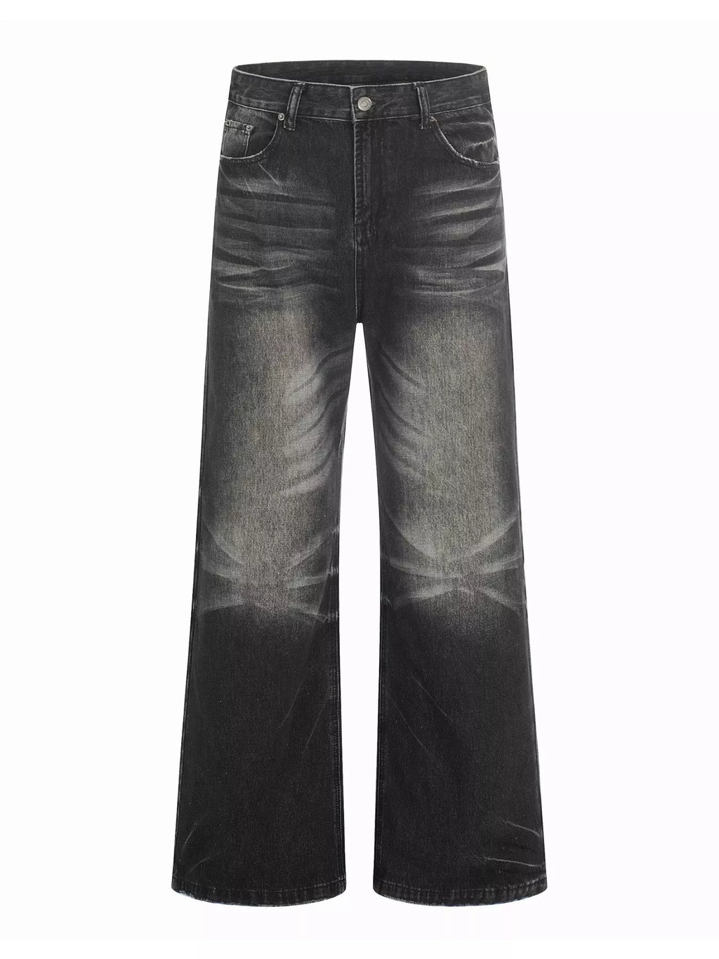 Men's Full Size Vintage Wash Wide Leg Jeans Plus Size