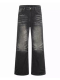 Men's Full Size Vintage Wash Wide Leg Jeans Plus Size