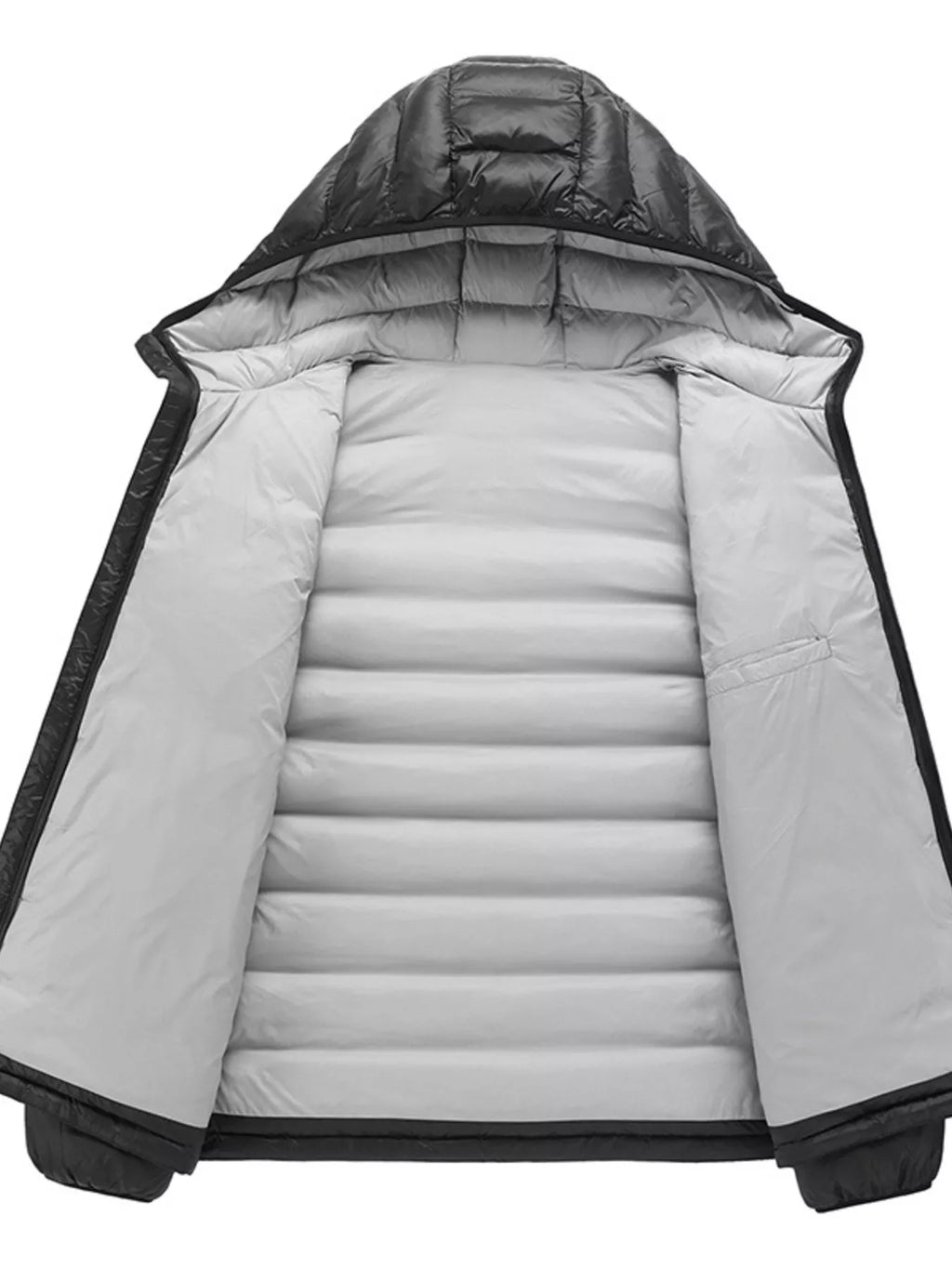 Men's Plus Size Zip Up Hooded Contrast Puffer Jacket