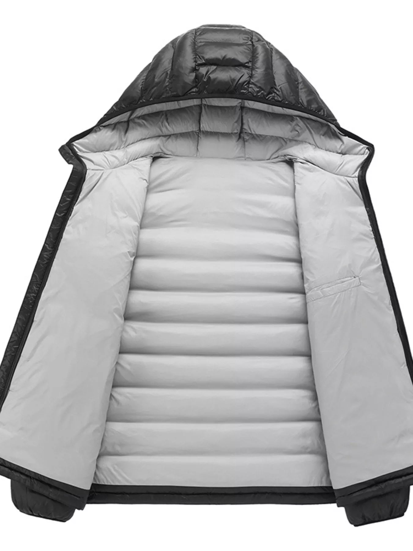 Men's Plus Size Zip Up Hooded Contrast Puffer Jacket