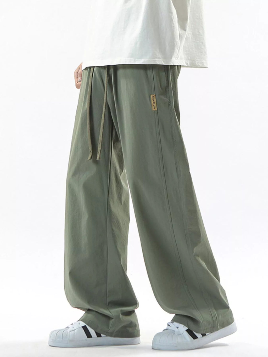 Men's Full Size Loose Fit Drawstring Wide Leg Pants Plus Size