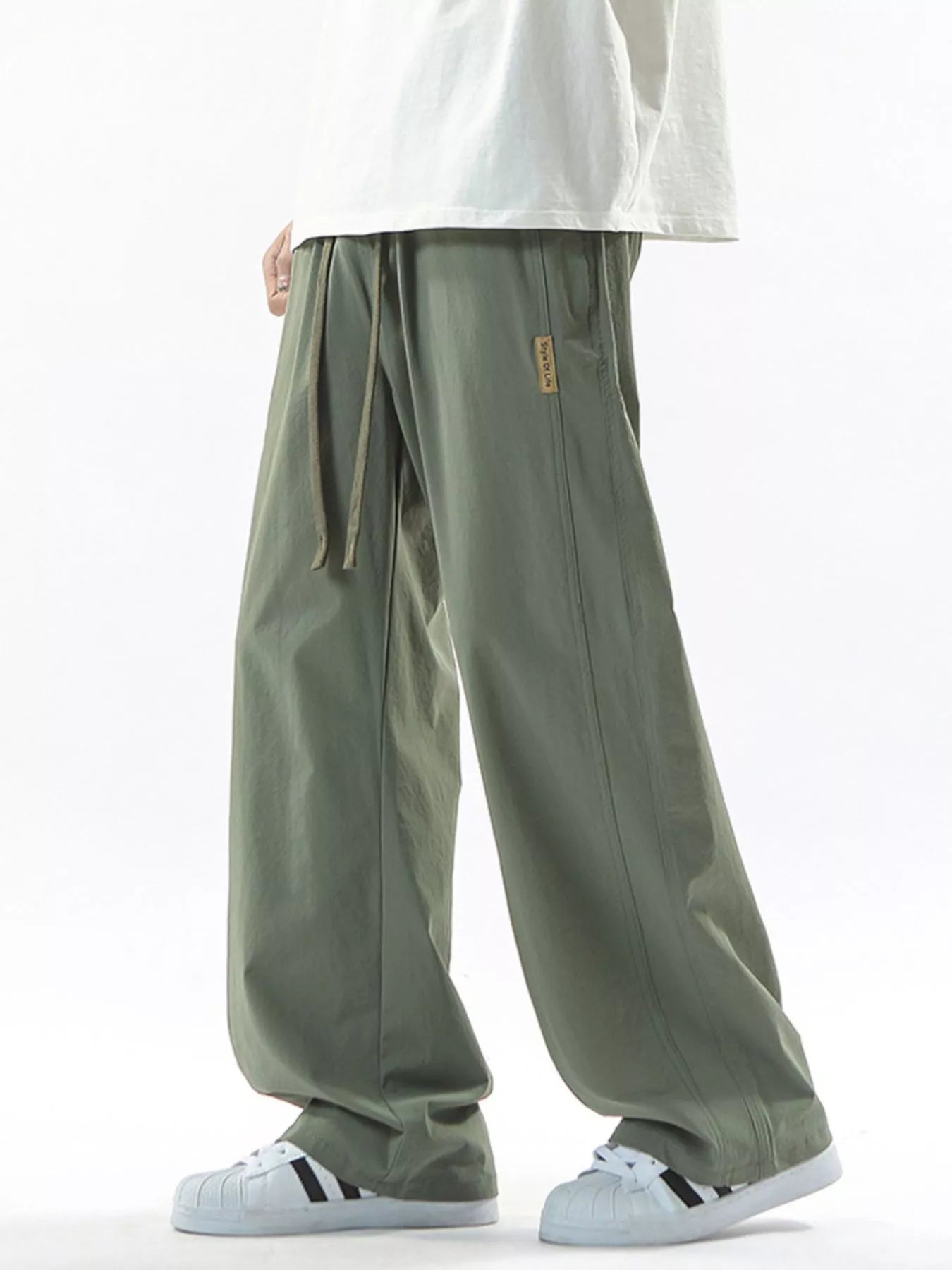 Men's Full Size Loose Fit Drawstring Wide Leg Pants Plus Size