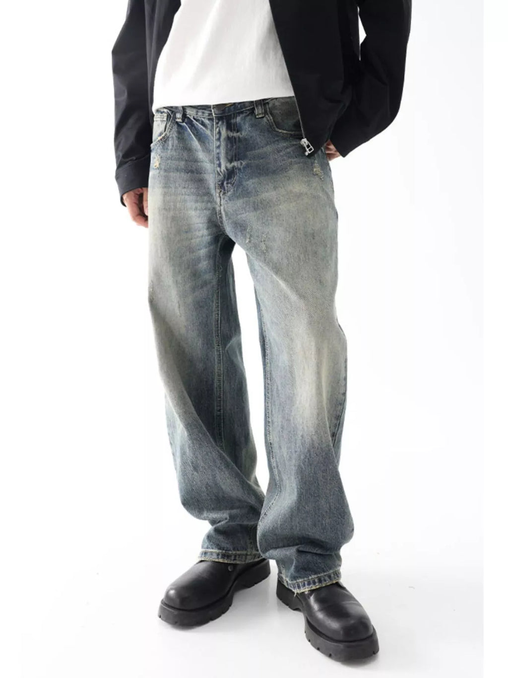 Men's Wash Wide Leg Relaxed Fit Jeans