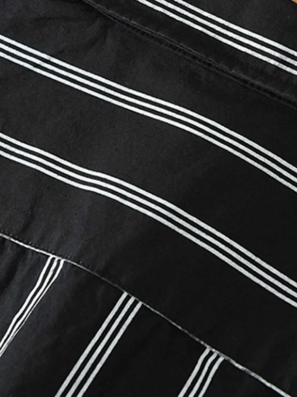 Men's Plus Size Classic Striped Short Sleeve Button-Up Shirt