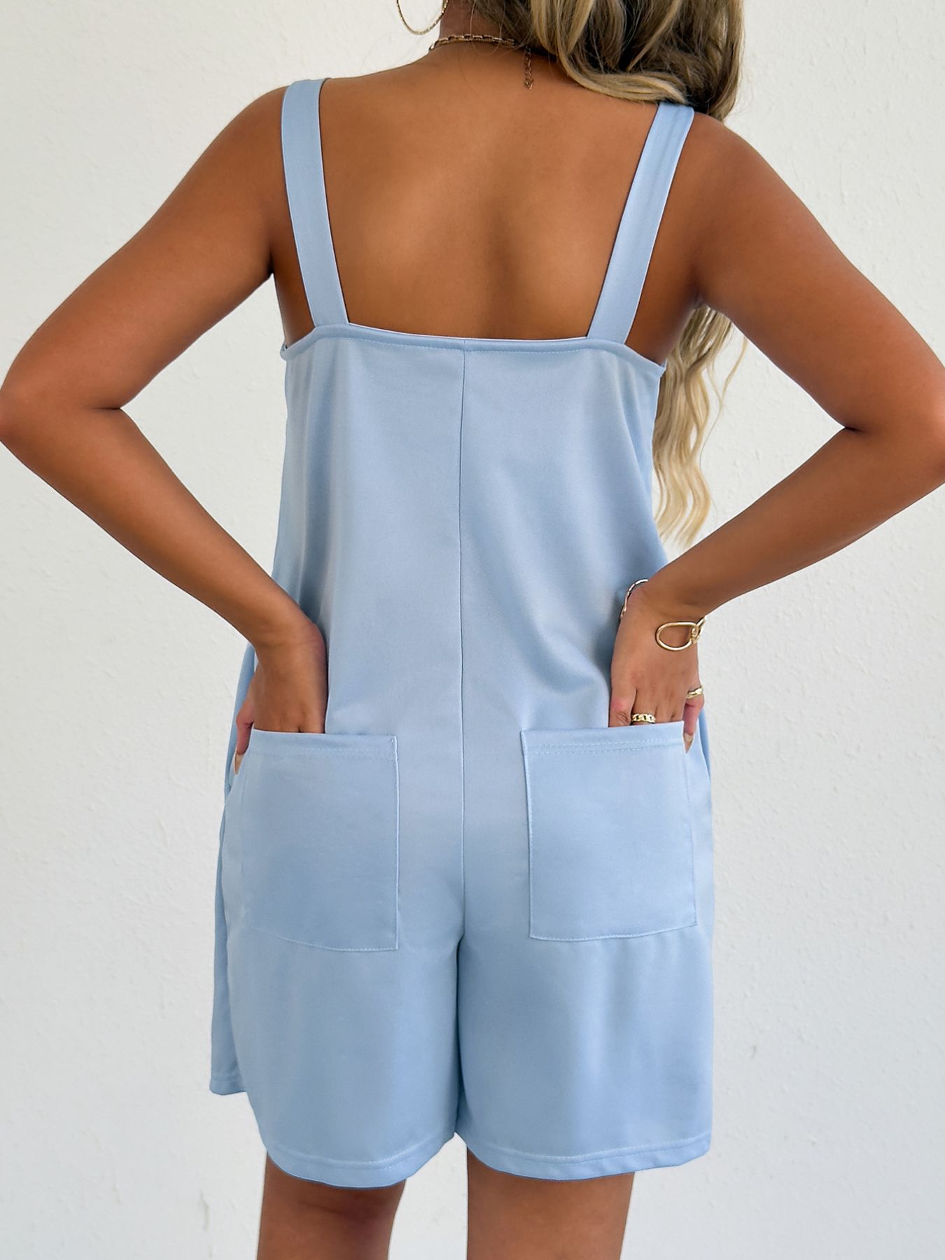 Sleeveless Casual Romper with Side Pockets