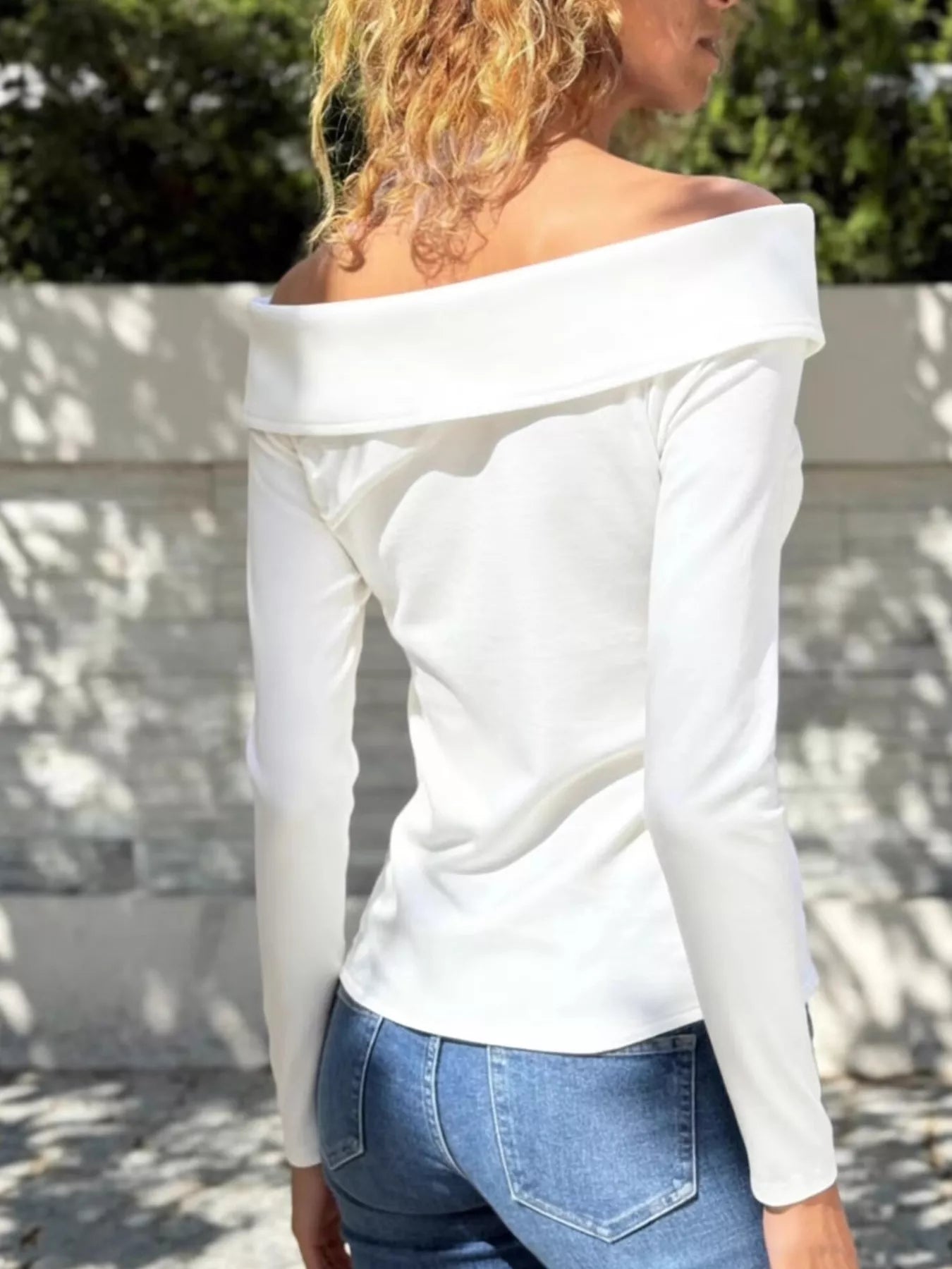 Off-Shoulder Long Sleeve T-Shirt