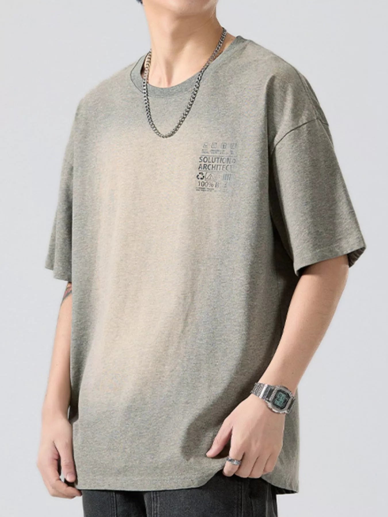 Men's Full Size Round Neck Oversized T-Shirt Plus Size