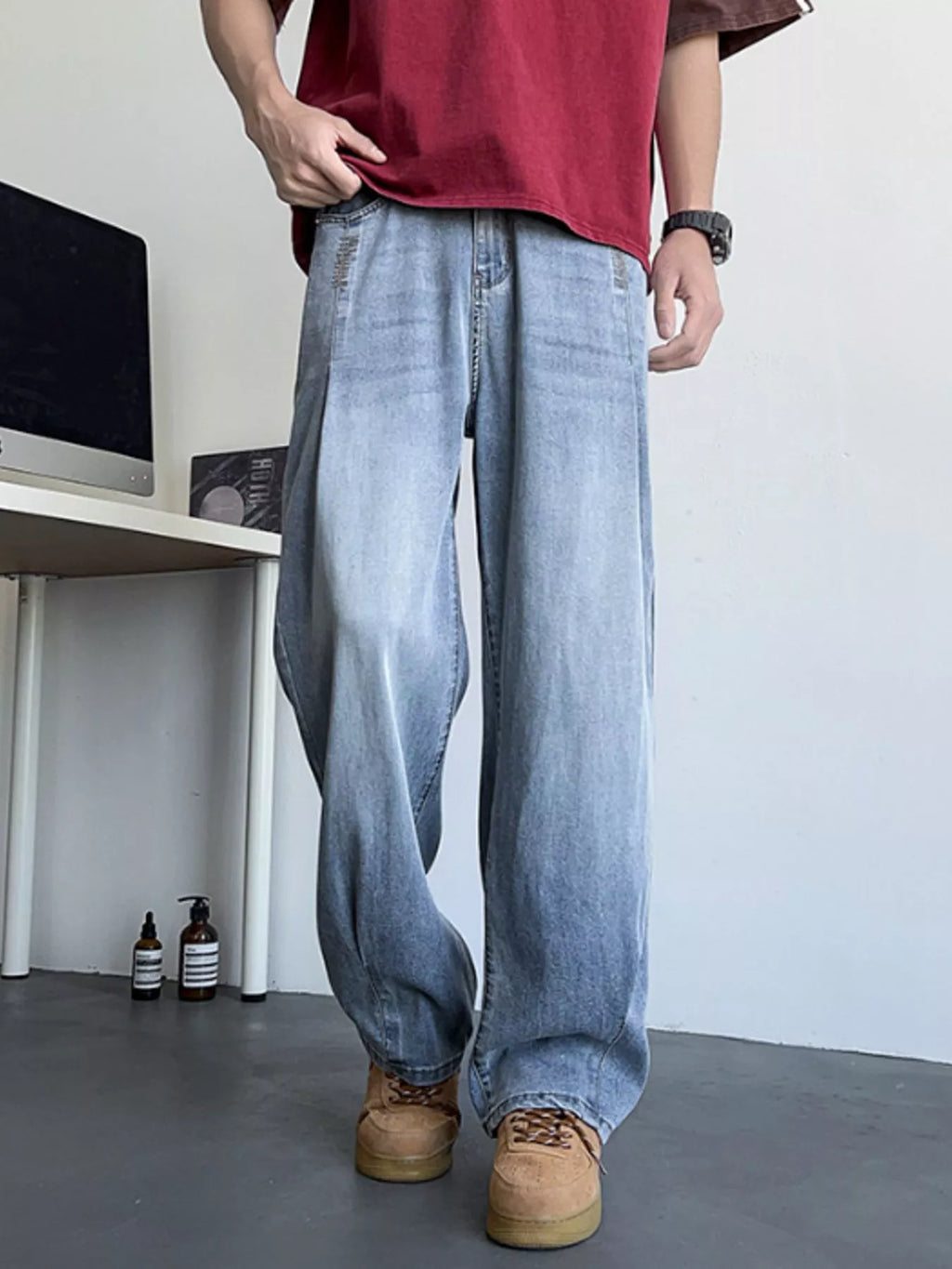 Men's Plus Size Wide Leg Relaxed Fit Jeans