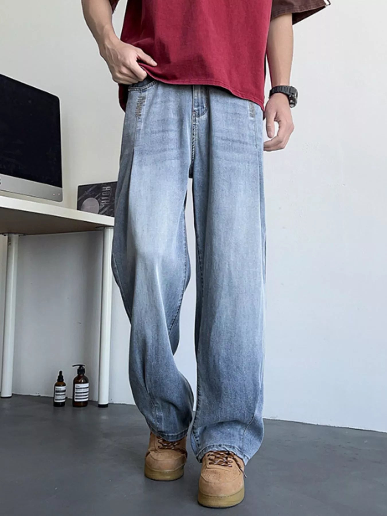 Men's Plus Size Wide Leg Relaxed Fit Jeans