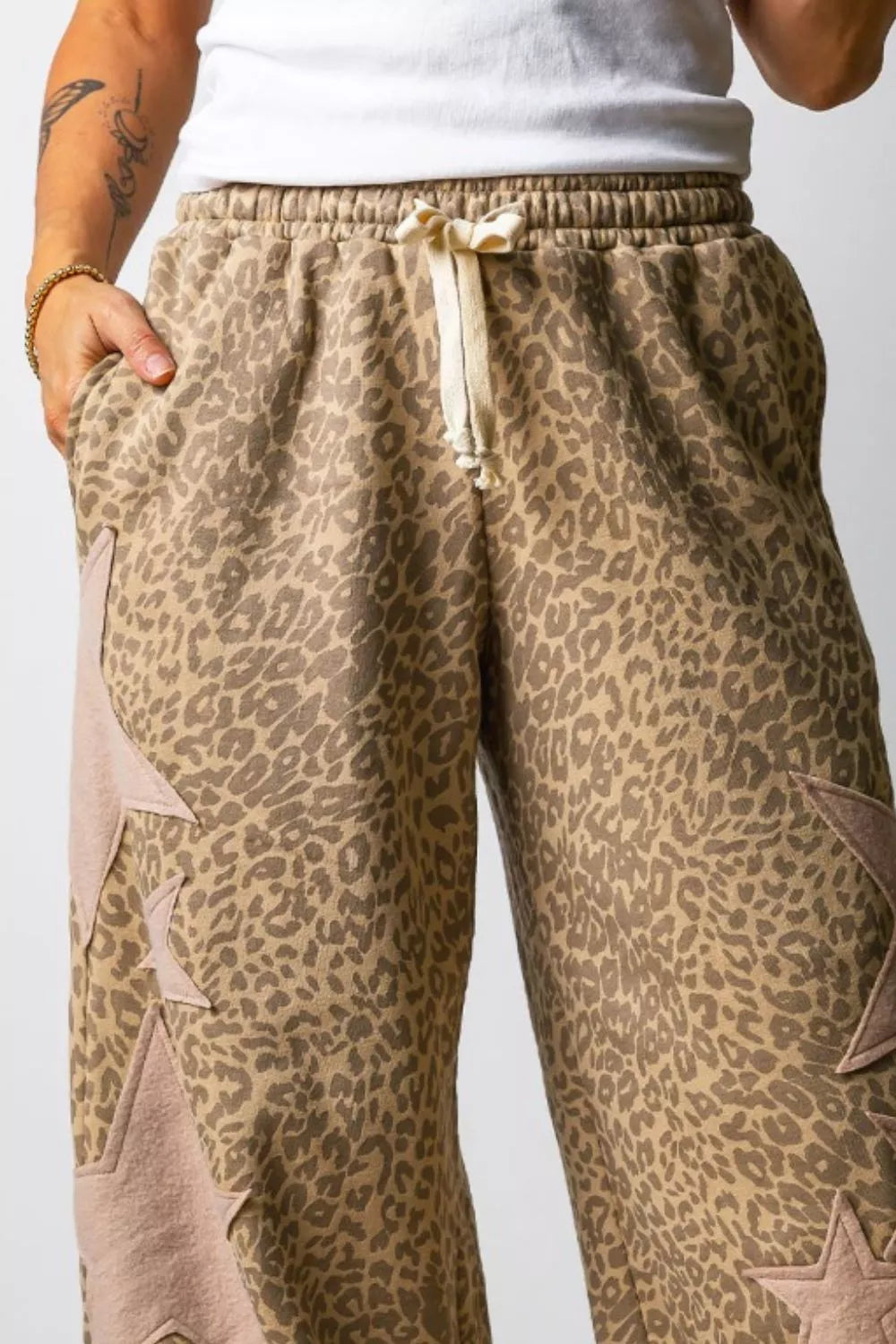 Leopard Star Patch Loose Pants