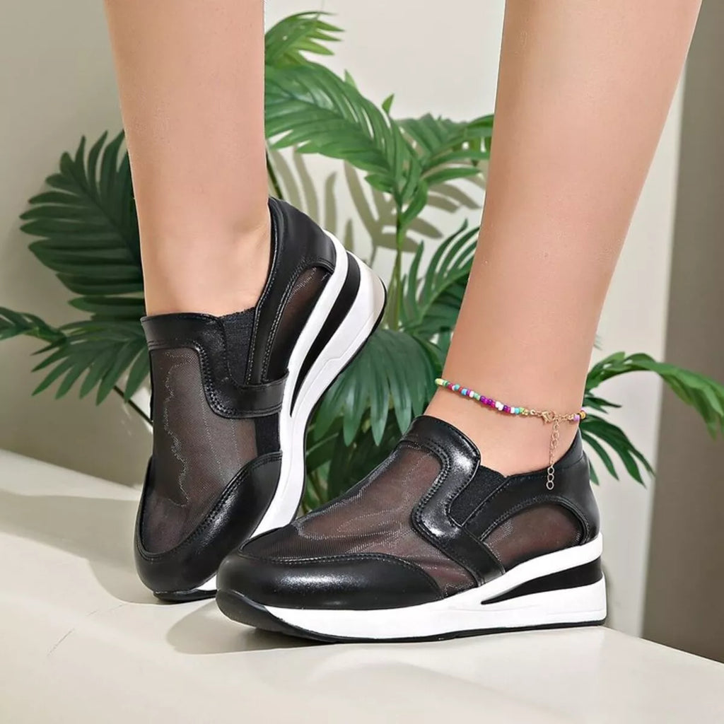 Round Toe Wedge Sneakers