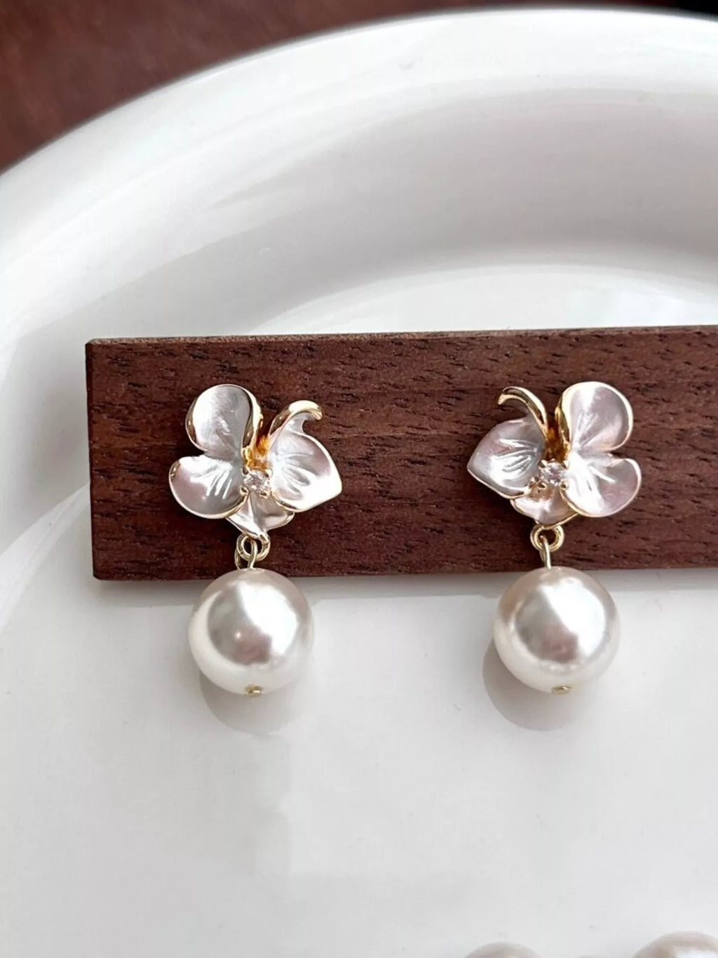 Floral Pearl Drop Earrings