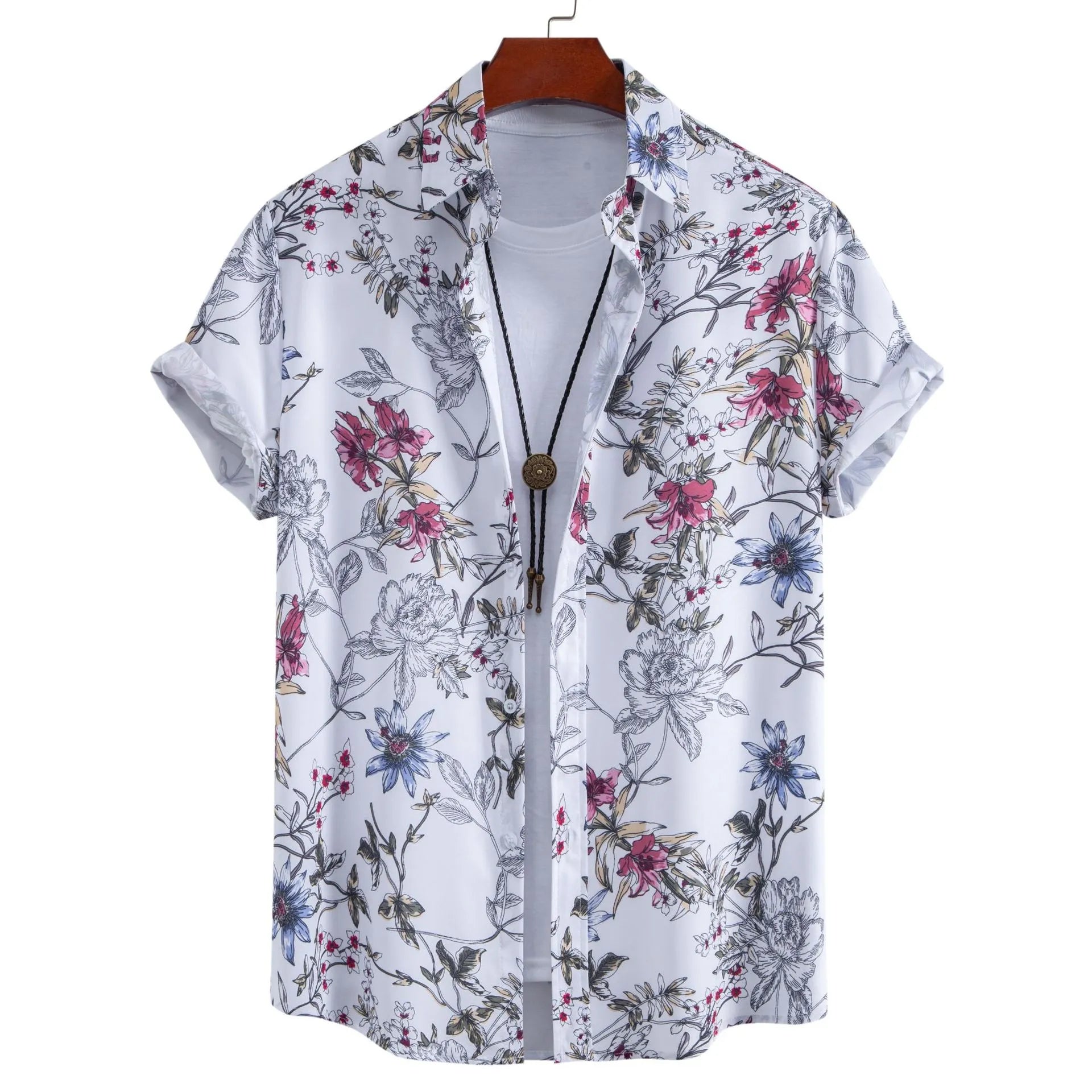 Men's Plus Size Floral Print Short Sleeve Casual Shirt