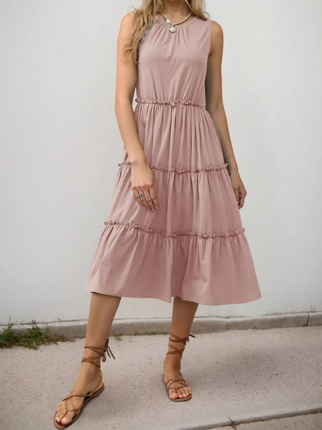Frill Tiered Midi Dress