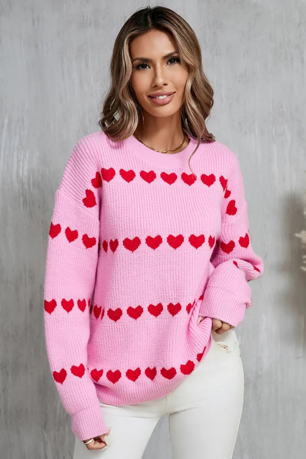 Angel Wings Heart Round Neck Long Sleeve Sweater