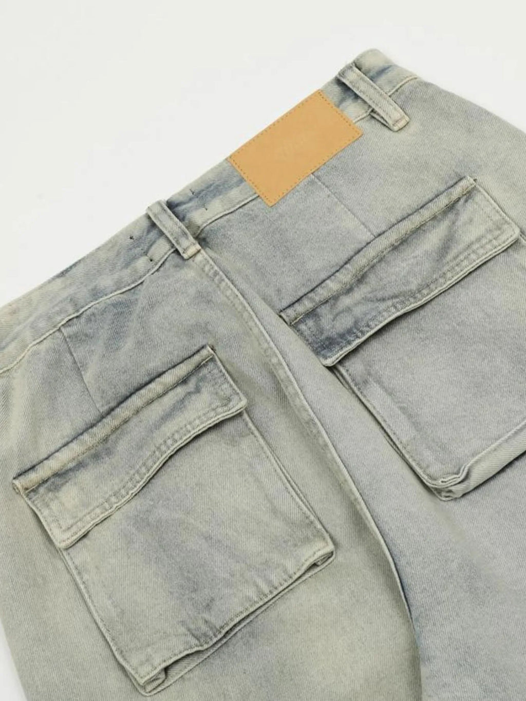 Men's Washed Multi-Pocket Straight Cargo Jeans