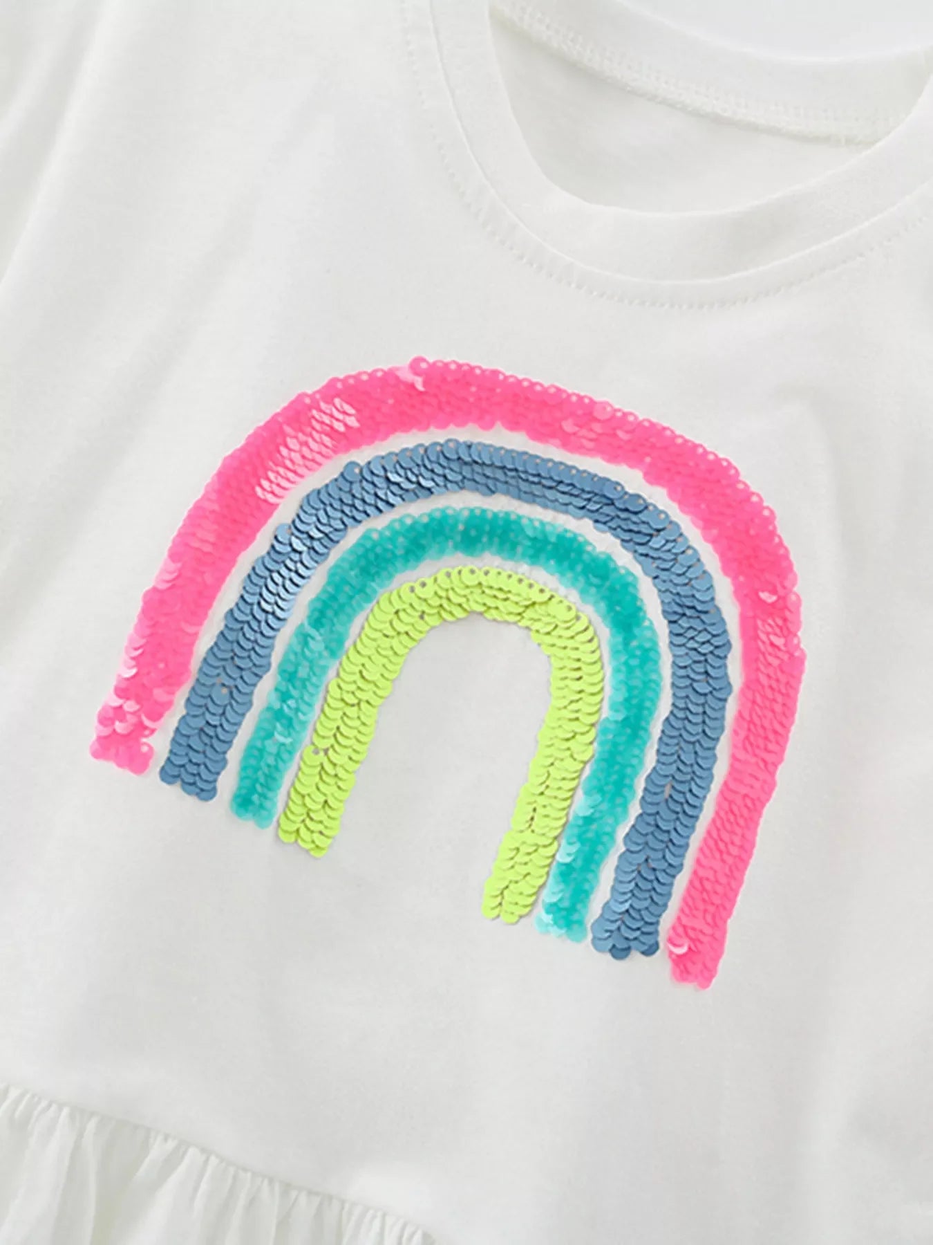 Children's Sequin Rainbow Top and Shorts Set