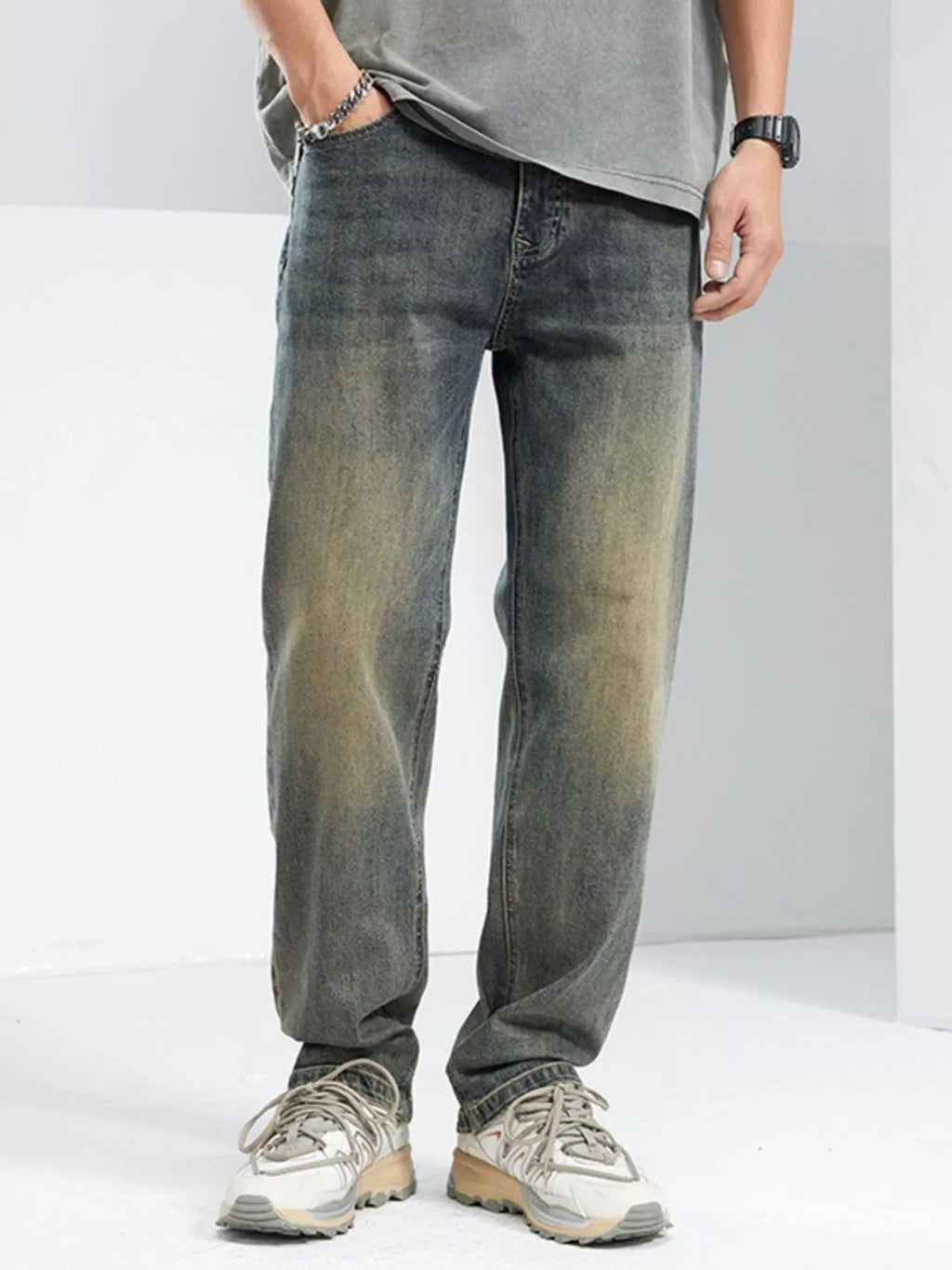 Men's Washed Loose Fit Jeans