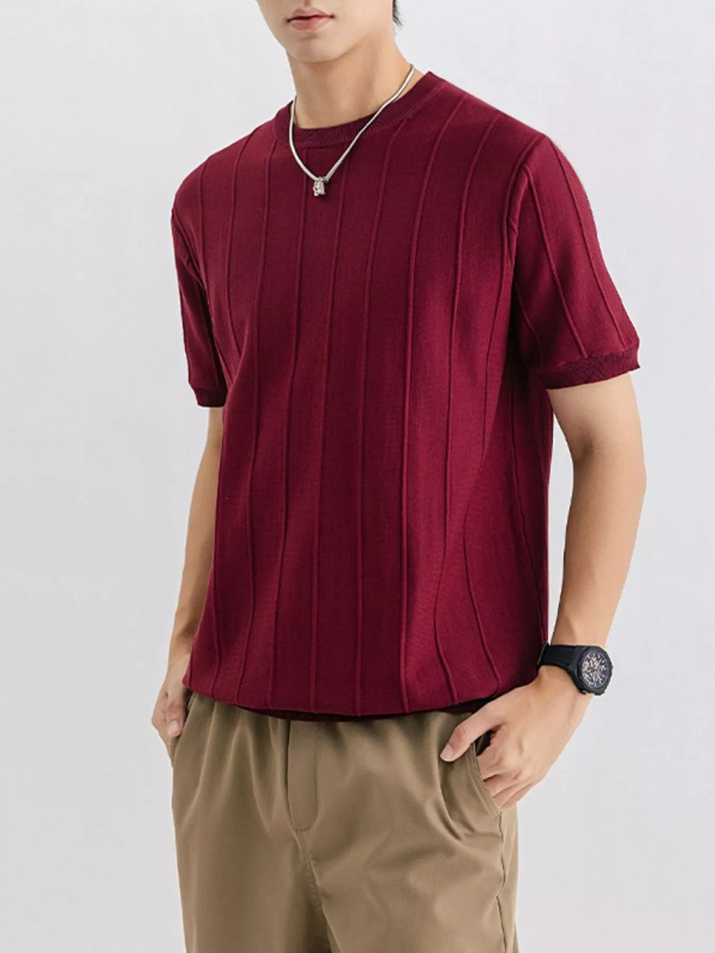 Men's Plus Size Textured Short Sleeve T-Shirt