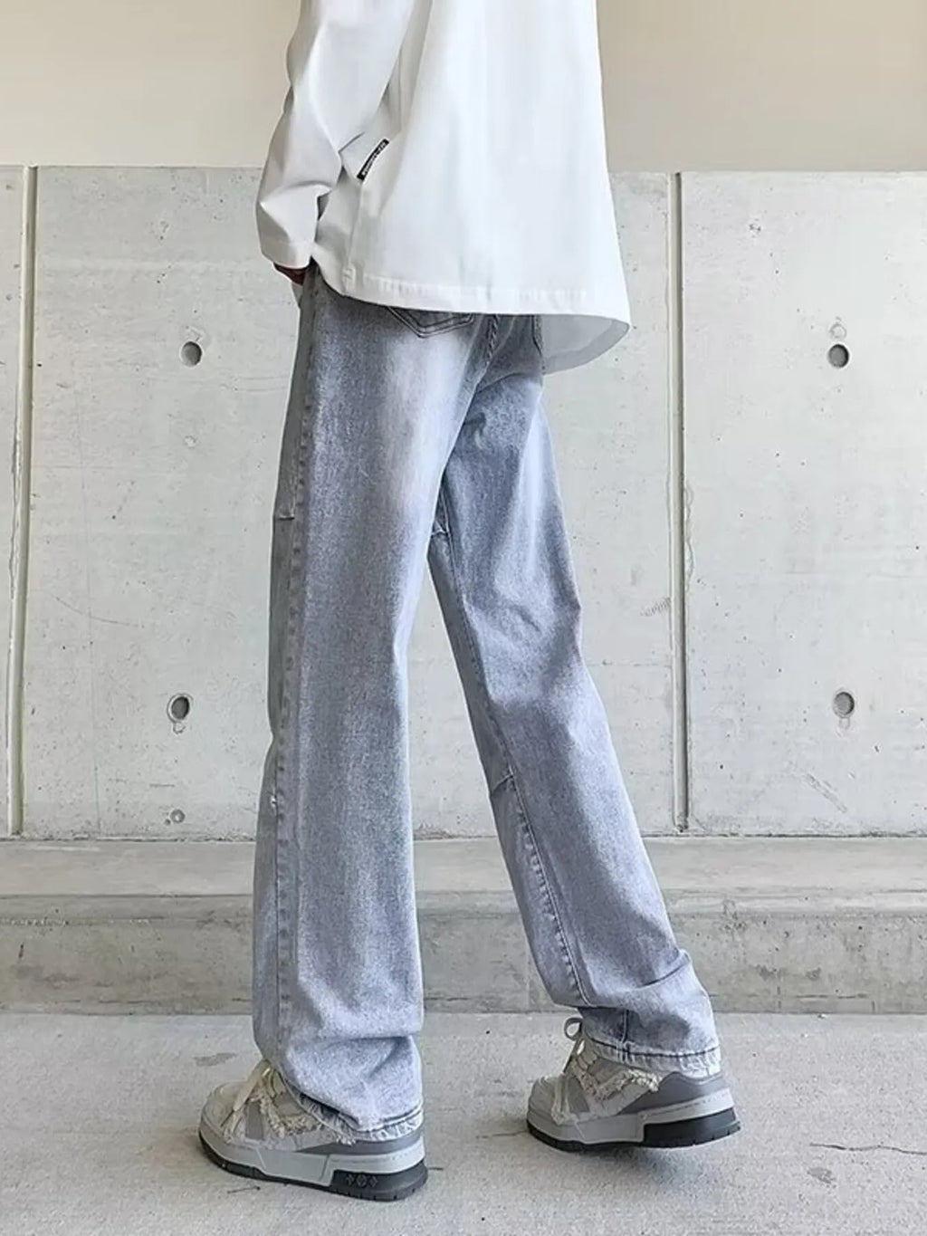 Men's Plus Size Vintage Wash Wide Leg Jeans