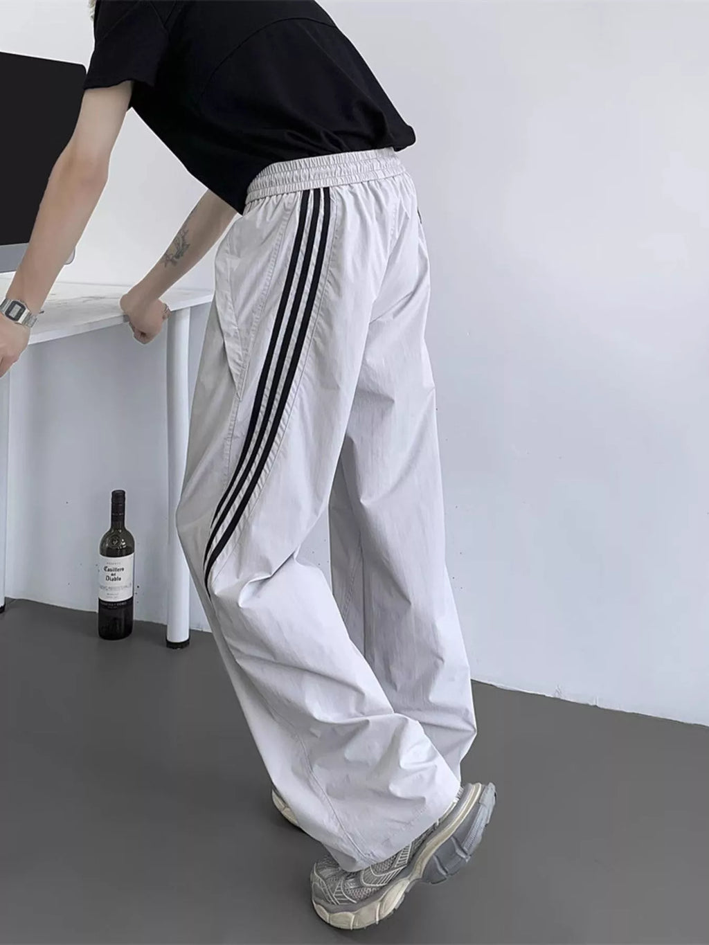 Men's Full Size Striped Wide Leg Pants Plus Size
