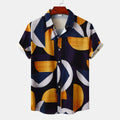 Men's Plus Size Geometric Print Short Sleeve Button-Up Casual Shirt
