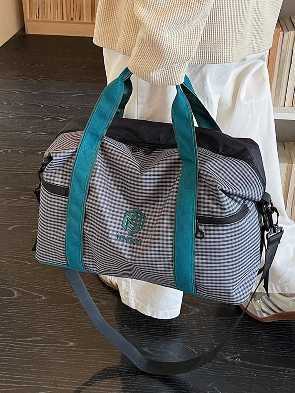 Plaid Oxford Cloth Travel Bag