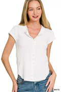 Zenana Double Knit Snap Button Short Sleeve Shirt