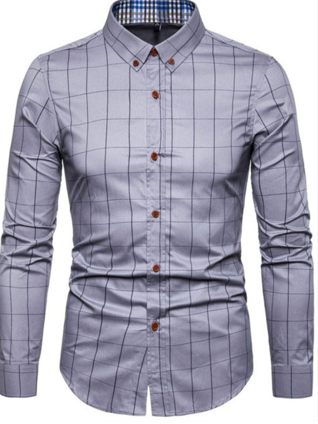 Men's Pus Size Plaid Button Up Long Sleeve Shirt