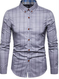 Men's Pus Size Plaid Button Up Long Sleeve Shirt