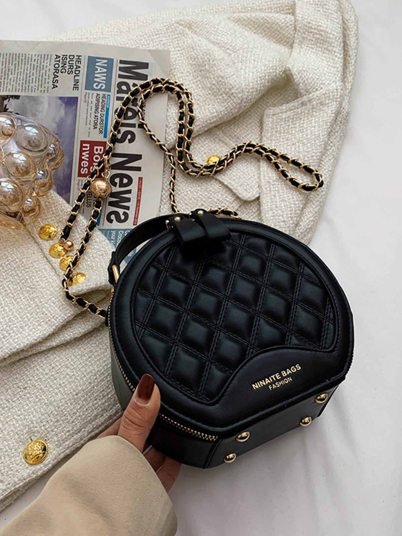 Quilted Chain Strap Crossbody Bag