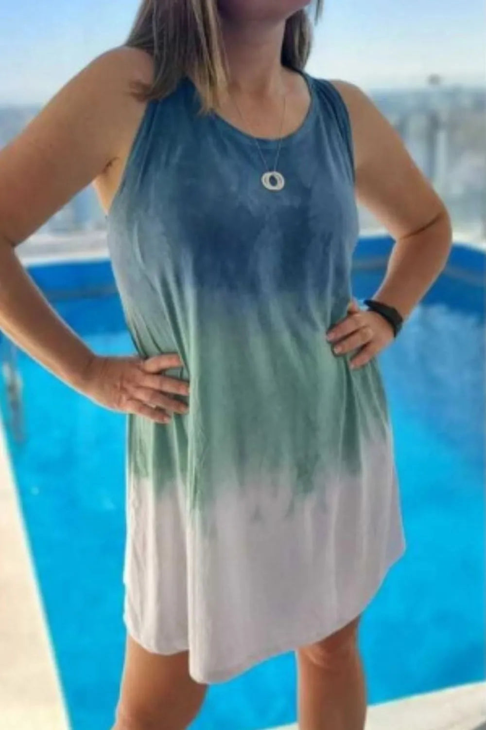 Tie-Dye Sleeveless Mini Tank Dress
