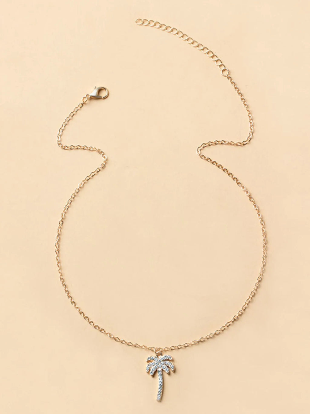 Zircon Palm Tree Pendant Necklace