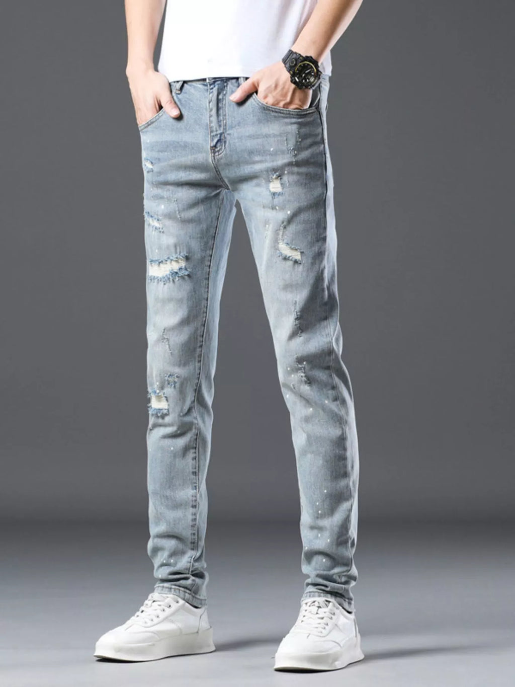 Men's Distressed Slim Fit Jeans