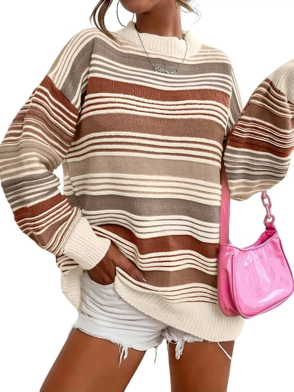 Striped Knit Long Sleeve Sweater