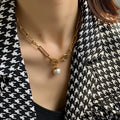 18K Gold-Plated Chain Pearl Necklace