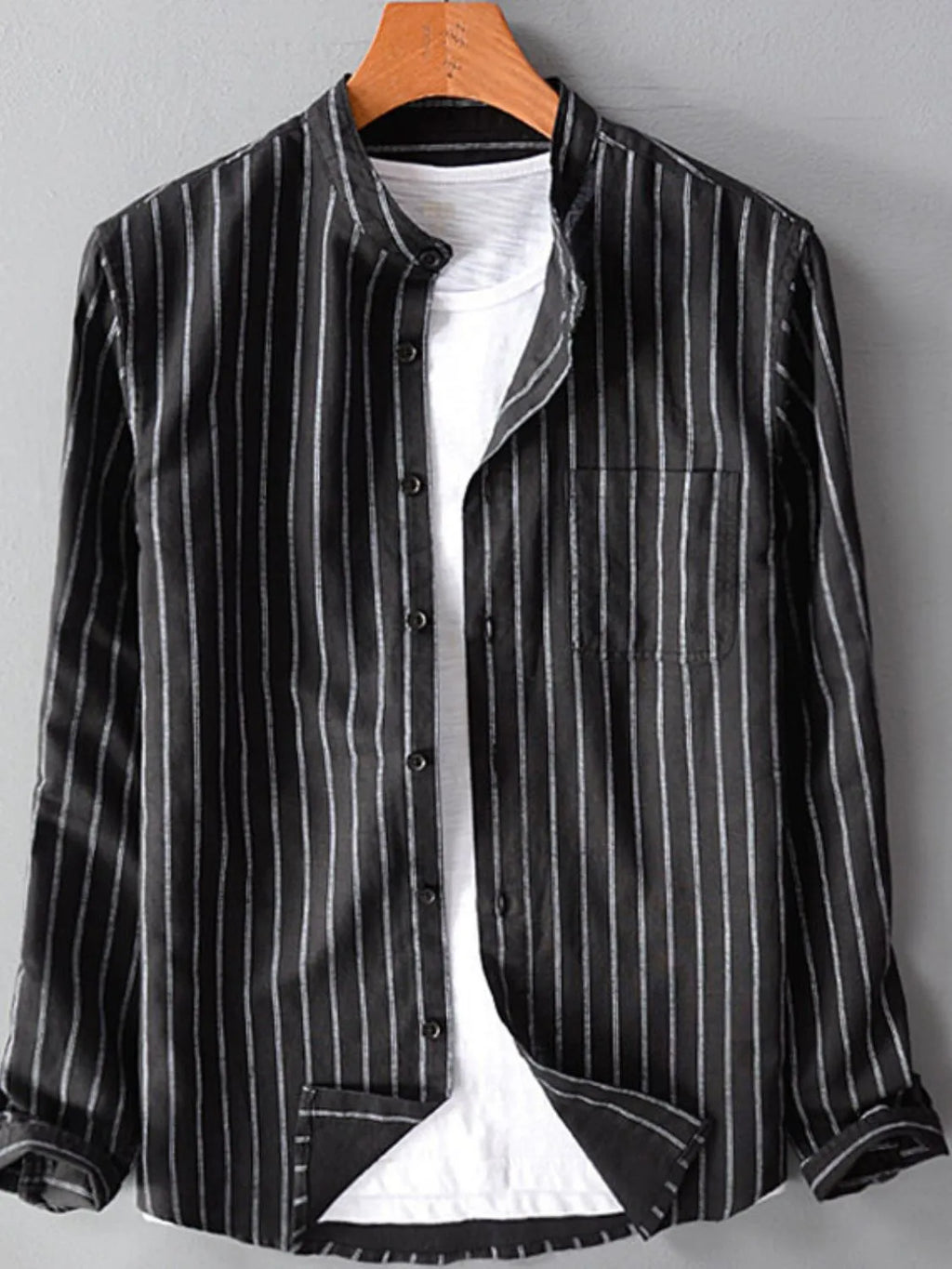 Men's Full Size Striped Button Up Long Sleeve Shirt Plus Size