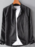 Men's Full Size Striped Button Up Long Sleeve Shirt Plus Size