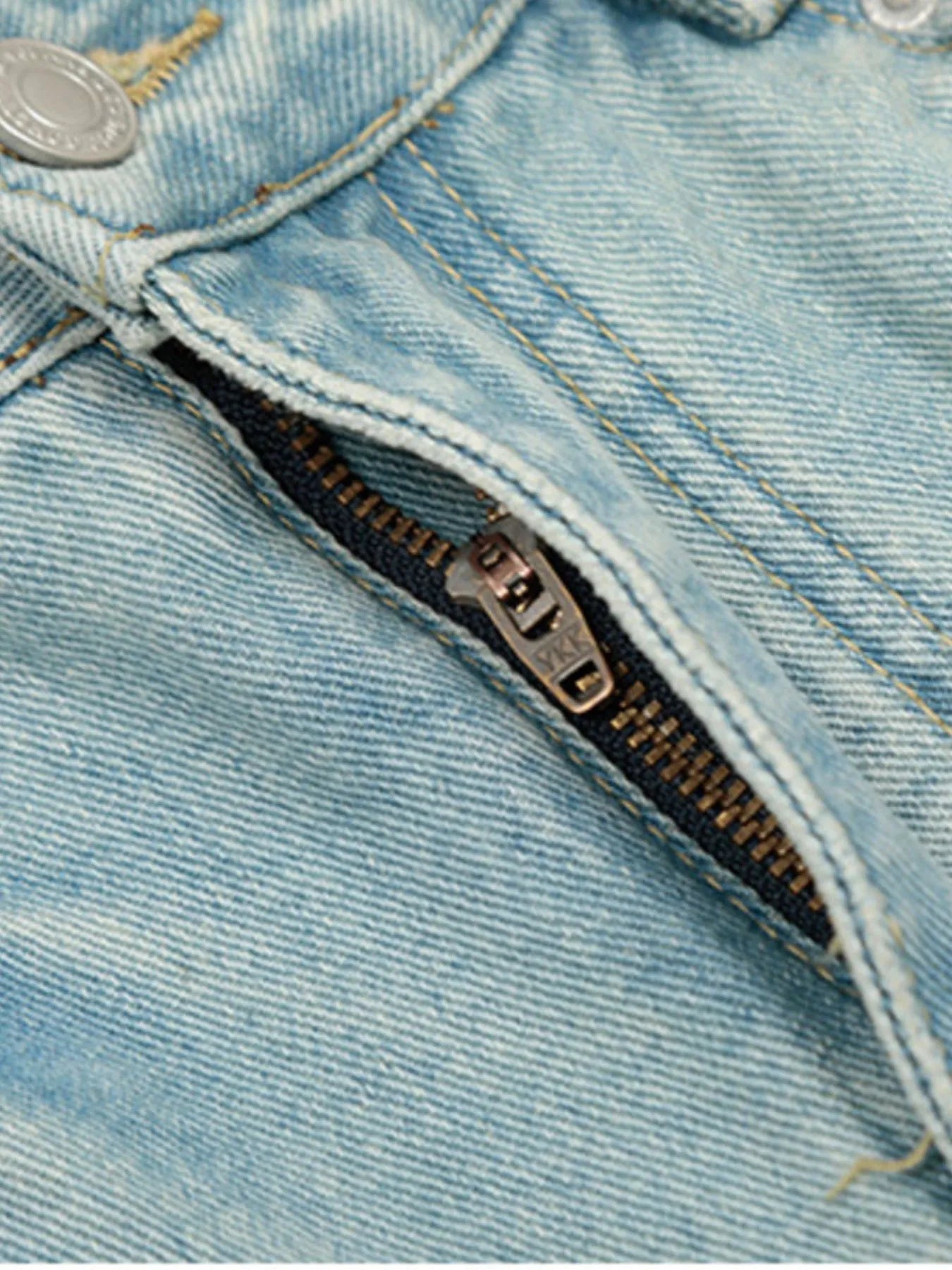 Men's Wash Pleated Wide Leg Jeans